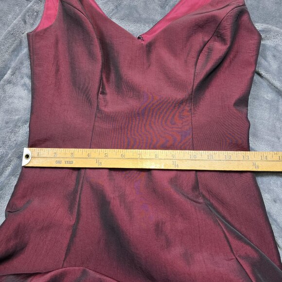 ABS Evening Allen Schwartz Dress Womens 2 Burgundy A-Line Tulle Formal Gown - Picture 11 of 12